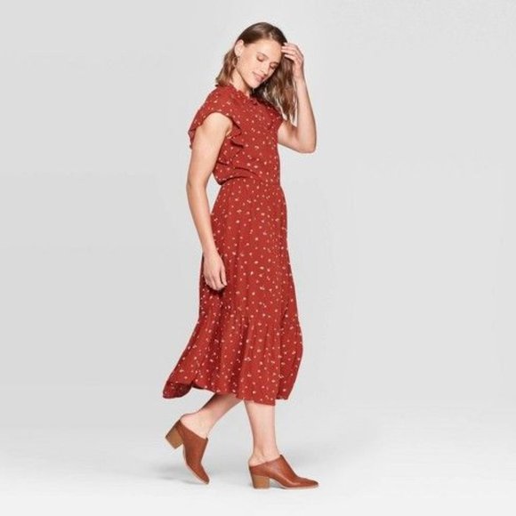 Floral Print Sleeveless High Crewneck Midi Dress - Picture 4 of 4